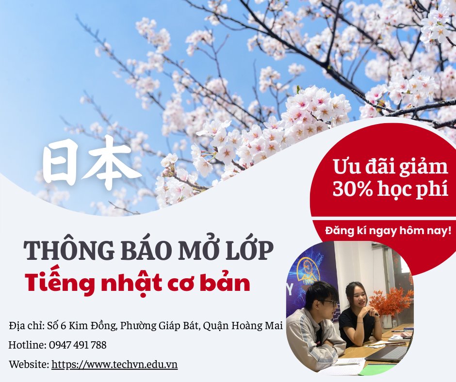 Thông báo mở lớp tiếng Nhật cơ bản